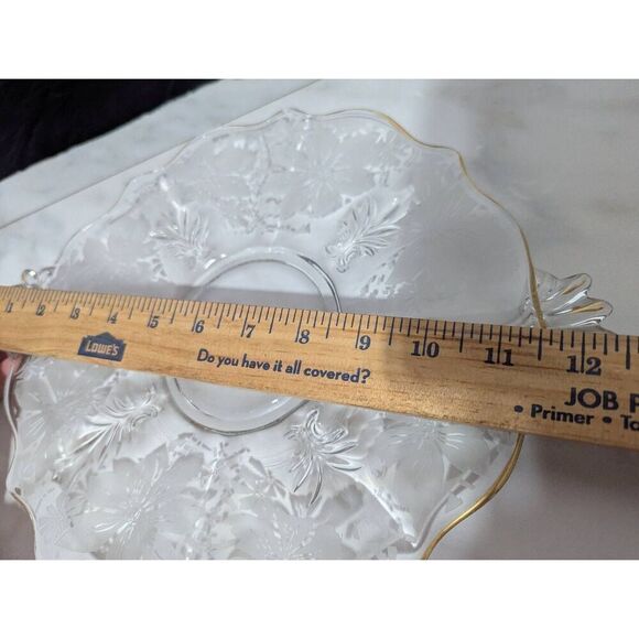 Fostoria Baroque MCM Etched Handle Cake Plate Serveware EUC - Picture 5 of 6